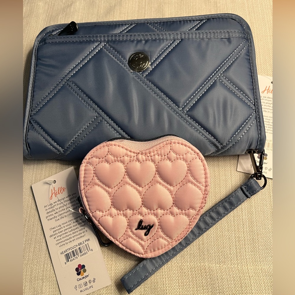 Lug Bubble Pink Heart Pouch with Blue Moon Zeppelin 2 NWT